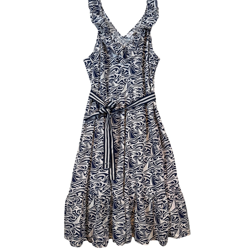 Vineyard Vines Target Navy White Sailboat Ruffle Midi Dress 2X NWT Nautical Prep
